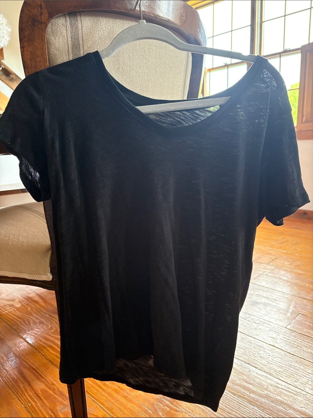 ATM black v neck schoolboy slub tee size M